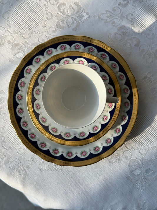 Winterling Bavaria Porcelain Coffee Set — Elegant Floral & Cobalt Blue Pattern