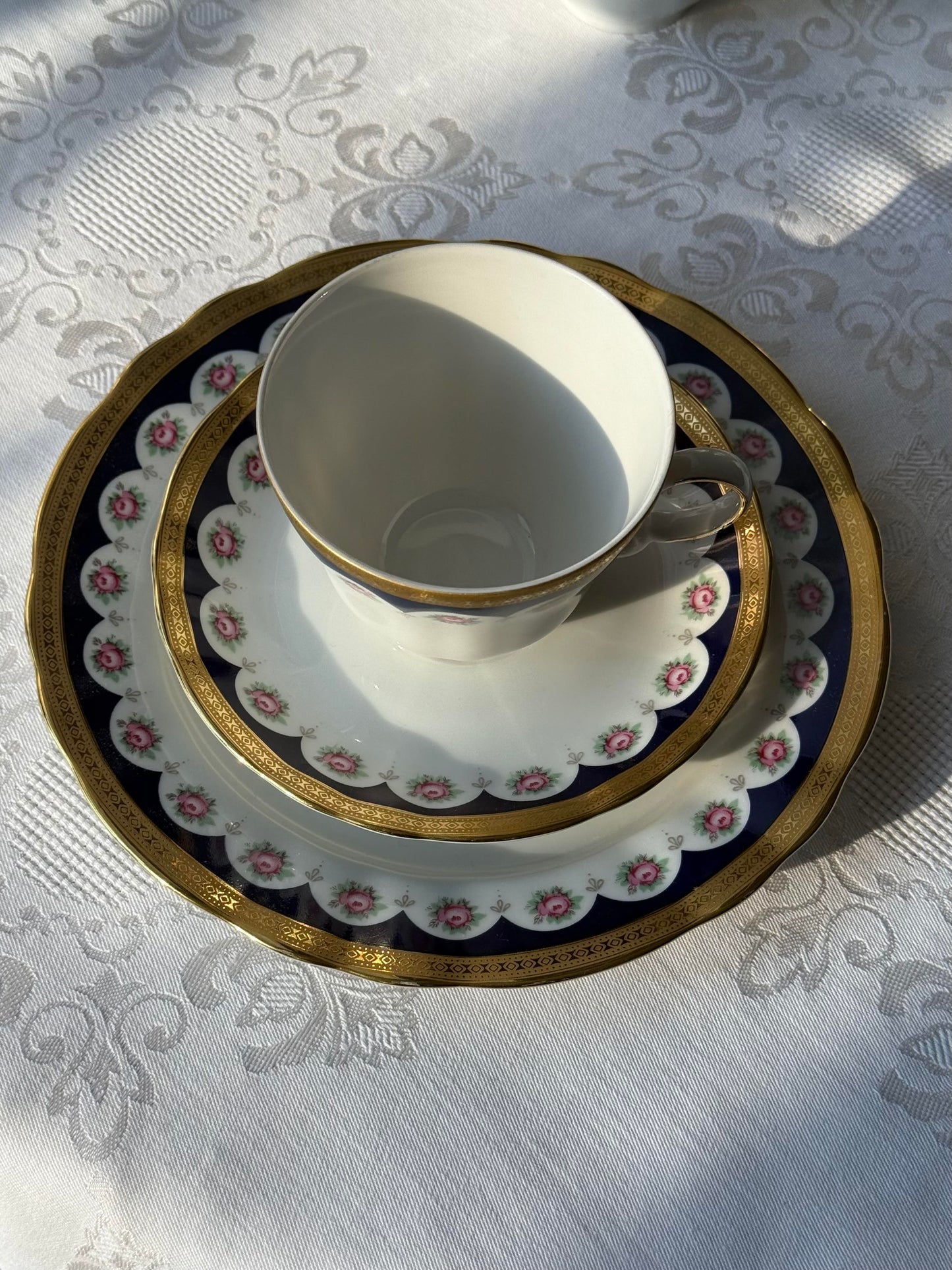 Winterling Bavaria Porcelain Coffee Set — Elegant Floral & Cobalt Blue Pattern